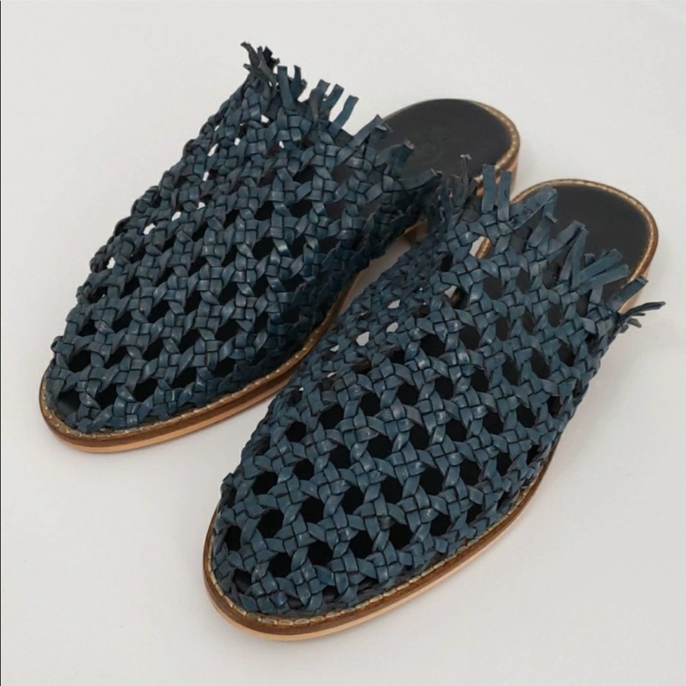 Free people navy leather mules size 7